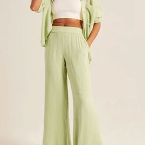 Crinkle Cotton Wide Leg Pant